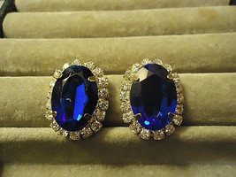 Blue Crystal Rhinestone Earrings (13083) >> Combined Shipping - $3.47