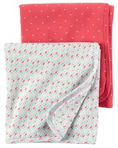 2-Pack Babysoft Swaddle Blankets Pink White Aqua Heart Geo Cotton Receiving Girl - $49.49