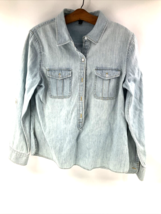 Talbots Long Sleeve Half Button Up Blue Denim Shirt Womens Size 8 Medium... - $18.80