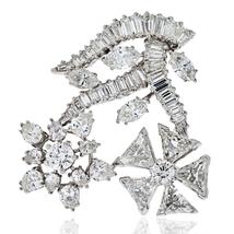 Platinum 1960's Floral Diamond 12.50cts Vintage Brooch - $13,900.00