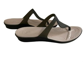 CROCS Charcoal Gray Flip Flop Thong Comfort Sandals Shoes Women&#39;s Size 8 - $19.59