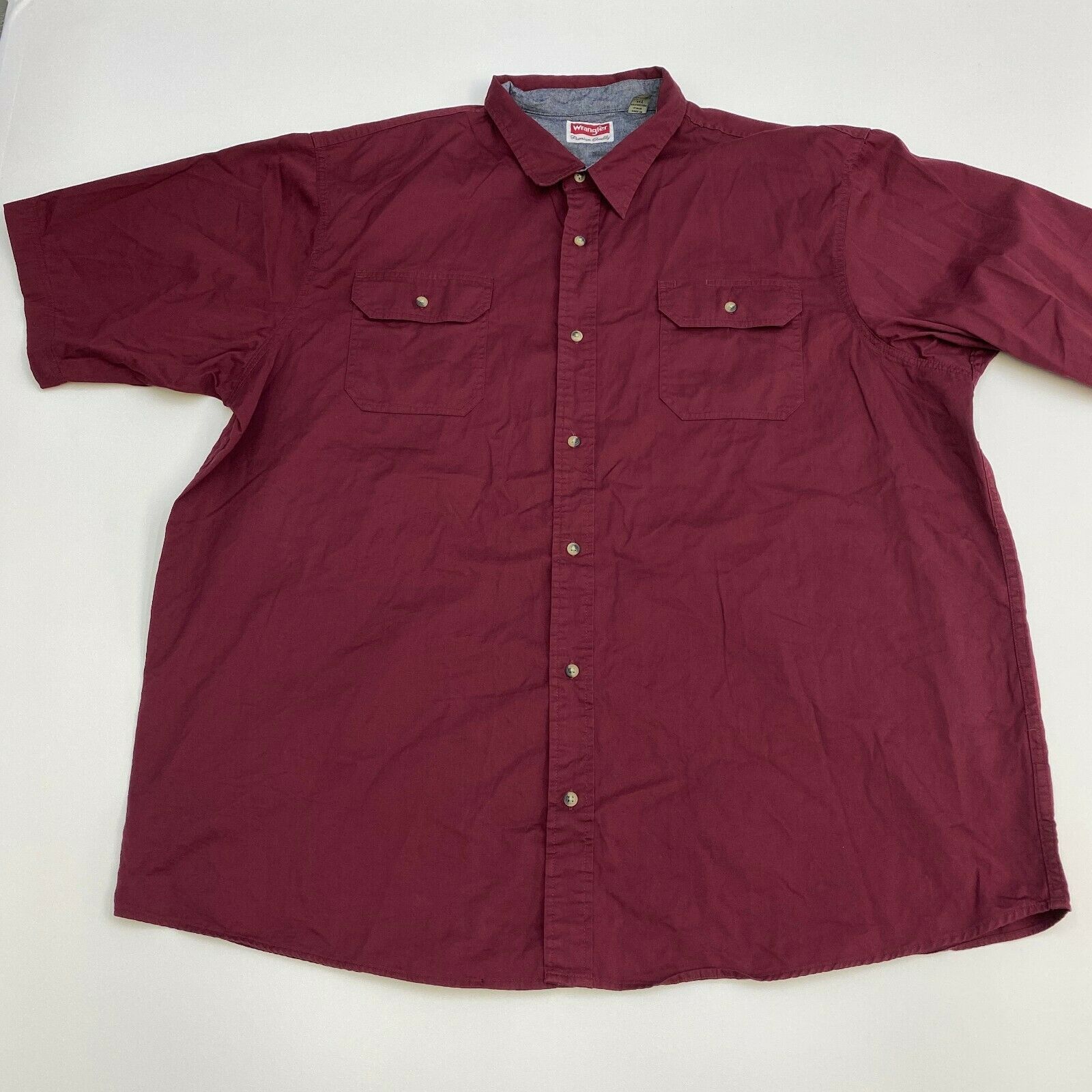 Wrangler Button Up Shirt Mens 3XT Red Short Sleeve Casual - Casual Shirts
