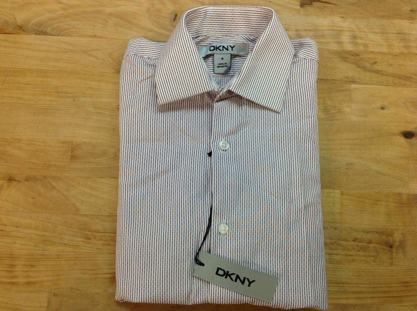 DKNY Boys' Thin Stripe Button-Down Shirt, Burgundy/ White - Size 8R - $19.99