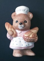 Homco Baker Teddy Bear Figurine 8820 Girl Pink Dress Baguette Bread Mini... - $5.94