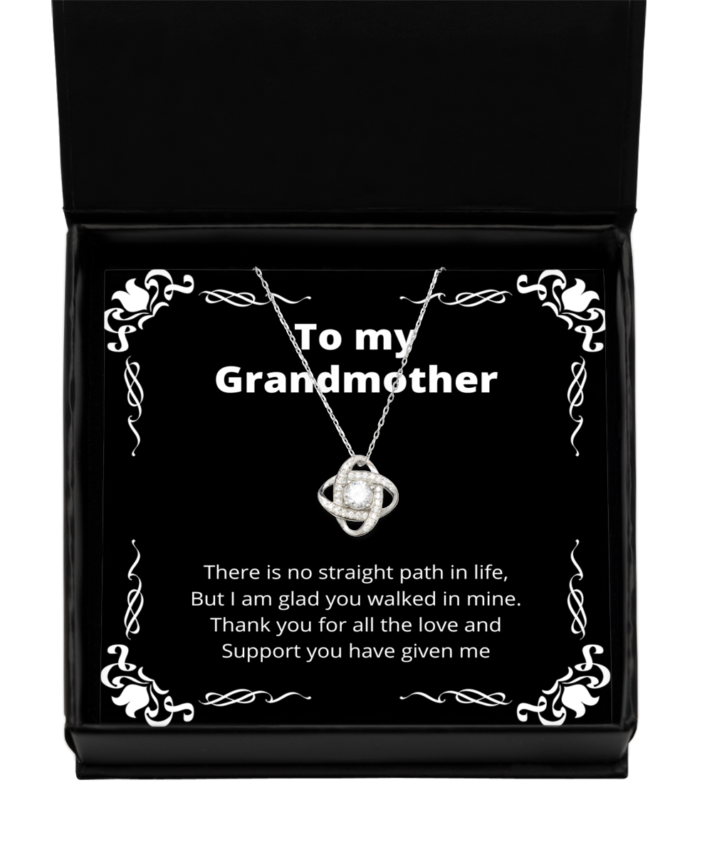 To my Grandmother, No straight path in life - Love Knot Silver Necklace. Model