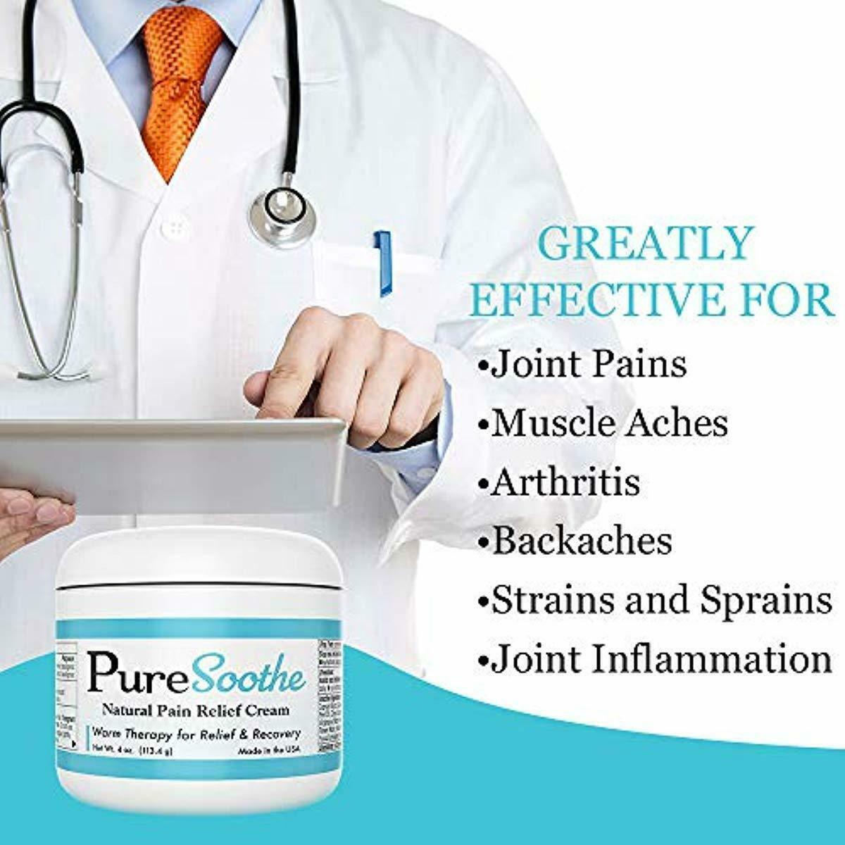 PureSoothe Natural Pain Relief Cream for Arthritis, Back, Carpal Tunnel