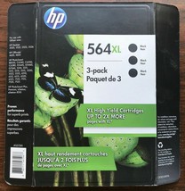 Original HP Black Ink Cartridge 564XL 3-pack EXP Nov 2021 New! - $63.25