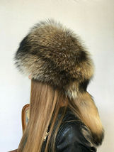 Raccoon Fur Hat Adjustable Saga Furs Full Fur Hat Detachable Tail Natural Brown image 3