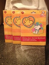 Set of 3 Peanuts Snoopy & Woodstock Glitter Art Heart Flower Craft Kit Brand New - $6.99