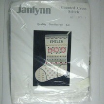 Janlynn Stocking 9207 Kit Counted Cross Stitch 1989 Open Package NO NEEDLE - $29.69