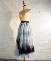 Dusty Blue Long Tulle Skirt Butterfly Dye Tulle Skirt Plus Size Party Outfit image 7