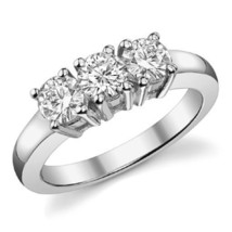 1.00CT Forever One Moissanite 4 Prong 3-Stone Ring 14K White Gold C&C Certified - $789.00