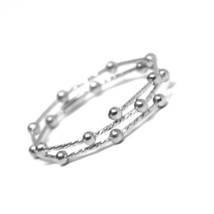 18K WHITE GOLD MAGICWIRE MULTI WIRES RING, ELASTIC WORKED, SPHERES, SNAKE image 1