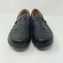 Clarks slip on leather shoes sz 11M un.loop black - $28.11