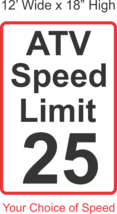 New Aluminum Metal ATV Speed Limit Sign Your Choice of Speed 12" x 18"