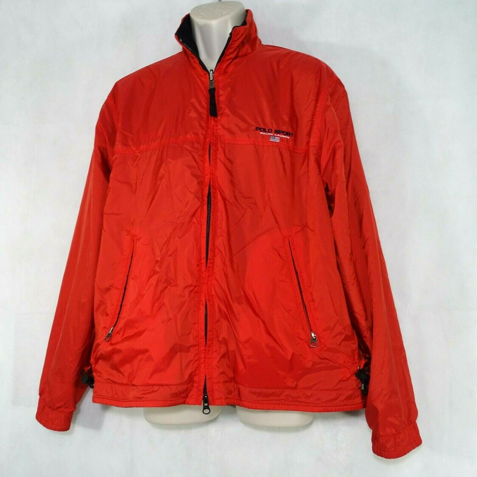 Vintage Ralph Lauren Polo Sport Reversible Jacket Men Size M Fleece Red ...