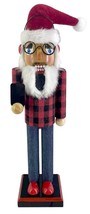 Wooden Christmas Nutcracker, 15&quot;, MALE IN SANTA HAT W/HEADPHONES &amp; CELLP... - $34.64