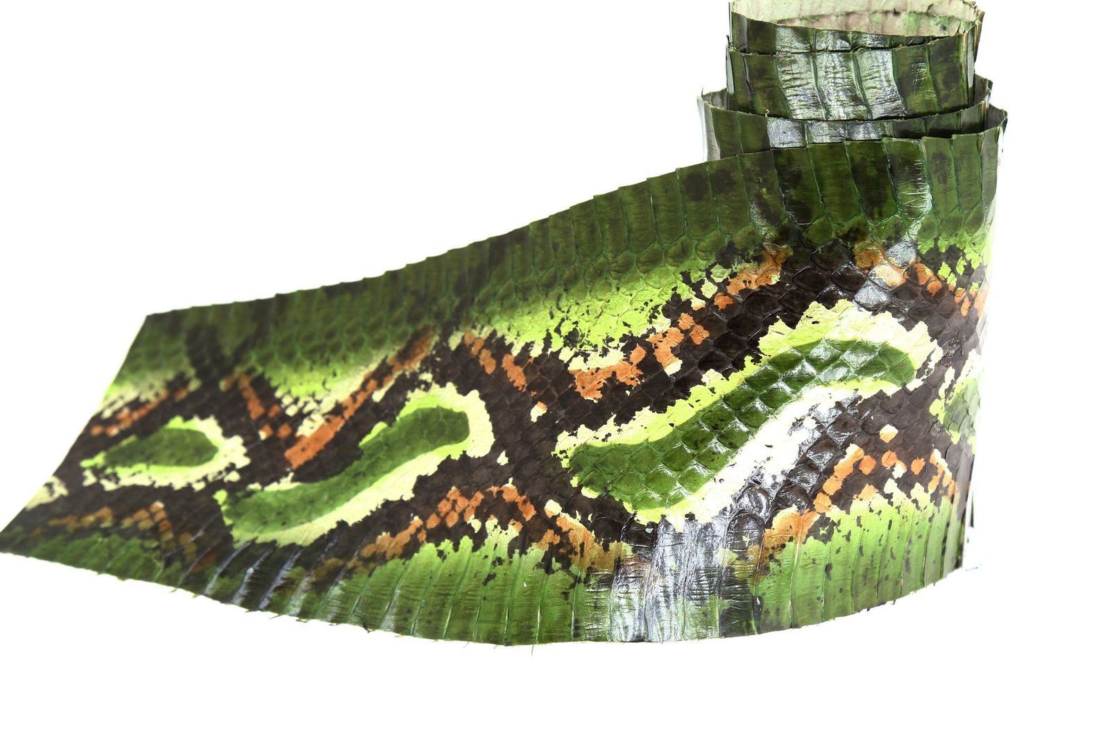 Real Cobra SNAKESKIN SNAKE SKIN Hide Tanned Exotic Leather Python Print Leaf Gre