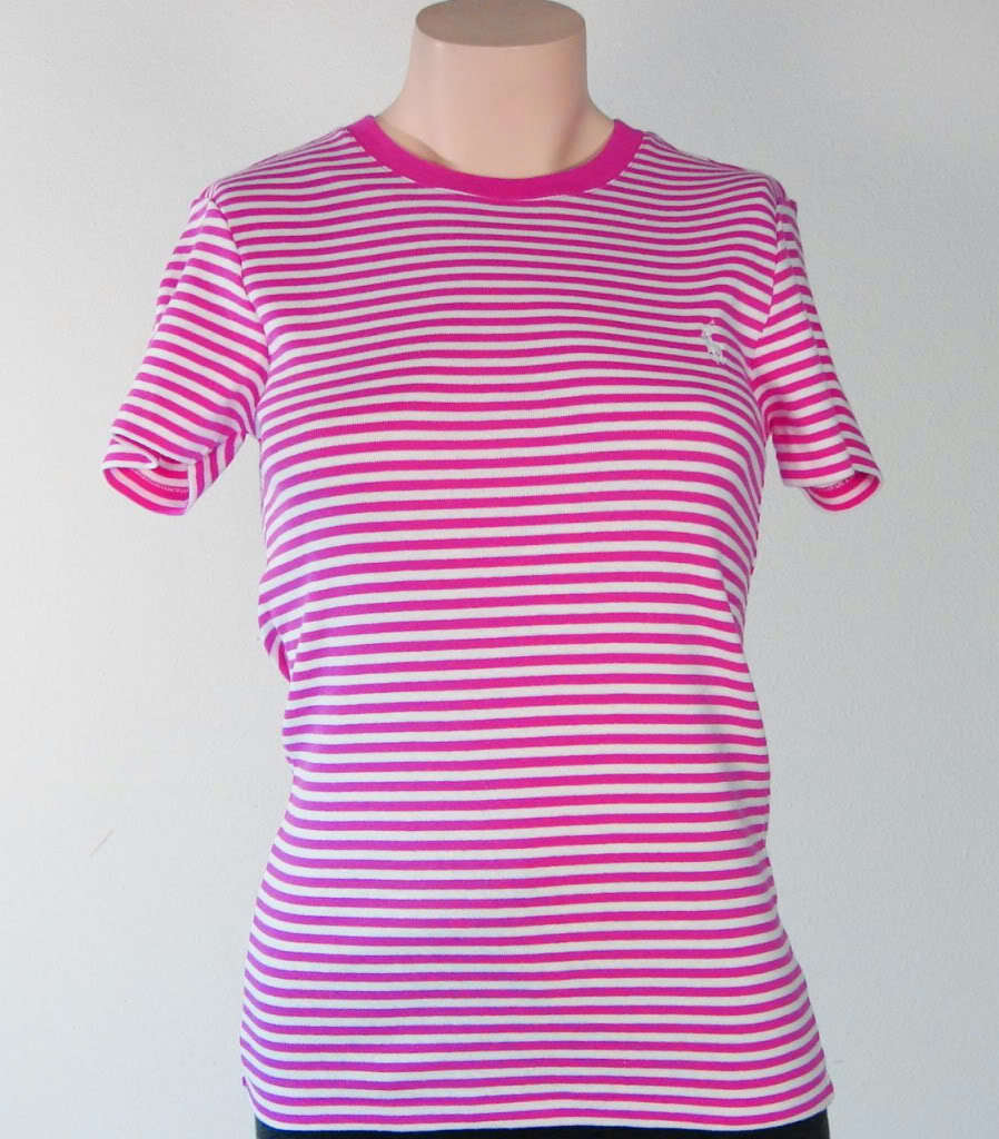 Ralph Lauren Pink White Striped Stretch T Shirt NWT - Tops