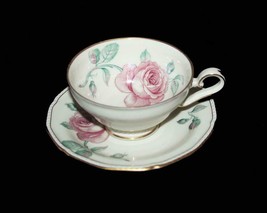 VTG Royal Tettau Puritan Shabby Roses Gold Accents Cup &amp; Saucer Unused G... - $17.99