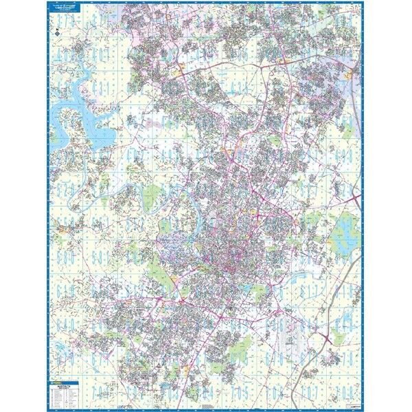 Austin, TX Wall Map w/ ZIP Codes & Grids Mixed Lots