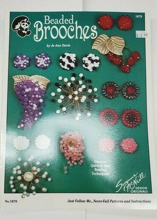 Beaded Brooches [Pamphlet] Design Originals 1079 Bead Pattern Earrings 1992