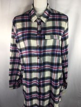 Free People Women Plaid Flannel Soft Fabric Whie Blue Red Cotton M - $23.38