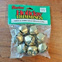 Vintage Darice Holiday Trimmings AM25-G 25mm Gold Bells x 8 Pc. (NEW) - $4.90