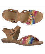 Womens Authentic Mexican Huarache Rainbow Real Leather Boho Sandals Open... - $34.95