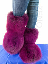 Double-Sided Fox Fur Boots For Outdoor Eskimo Fur Boots Arctic Boots Purple Fur image 1