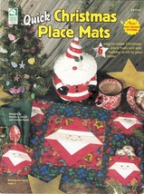 6 Quick Christmas Place Mats Santa Teddy Bear Tree Pinwheel Quilt Sew Pa... - $13.99