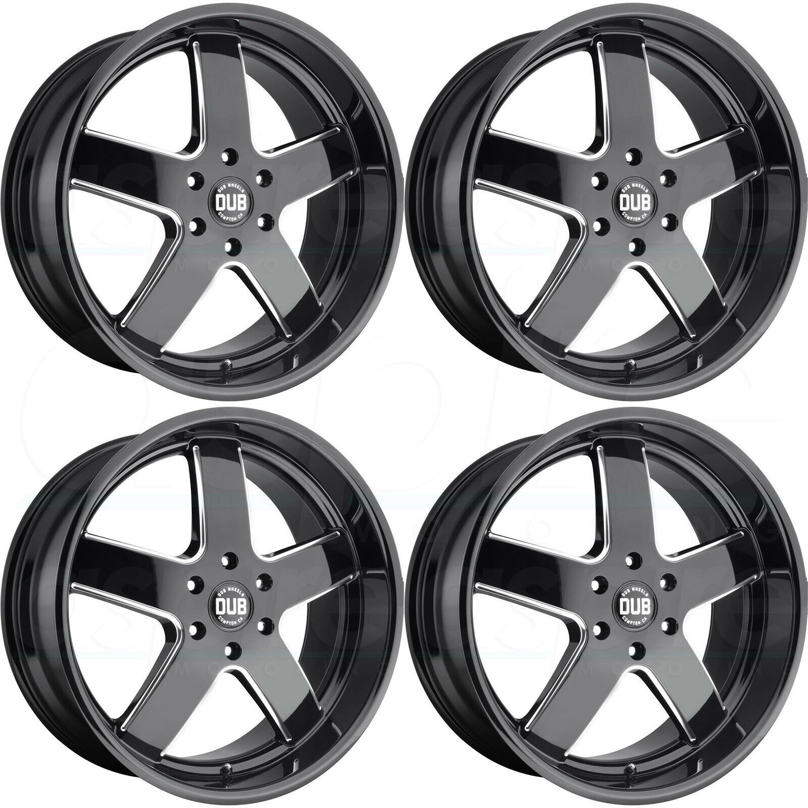 22x9.5 DUB Big Baller S223 5x5.5/5x139.7 25 Black Milled Wheels Rims ...