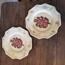 Dinner Plates, set of 2, Lillian Vernon, made in Italy, Oak Leaf, Autumn decor