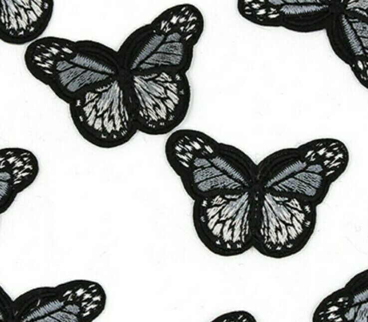 2 pieces silver butterflies Embroidered Embellishment Card Hair Craft Dec Patch