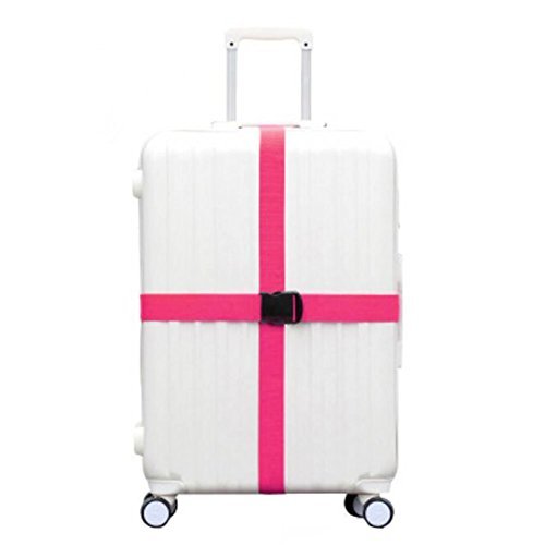George Jimmy Cross Suitcase Baggage Luggage Packing Belt with Plastic Clips-Rose