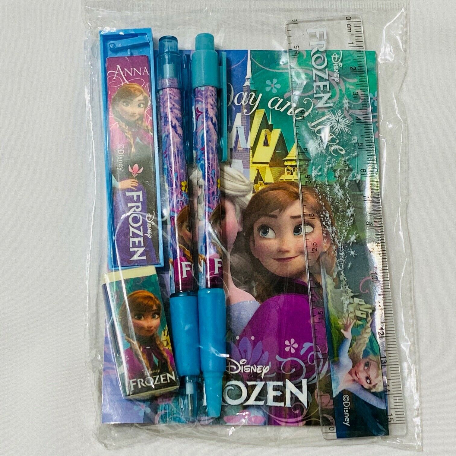 Light Blue Frozen Stationary Set Pencil Eraser Ruler School Supplies 