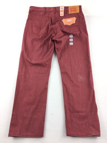 Levi's 501 Casual Raw Unwashed Denim Jeans Men's Burgundy Sz W 42 L 32 ...