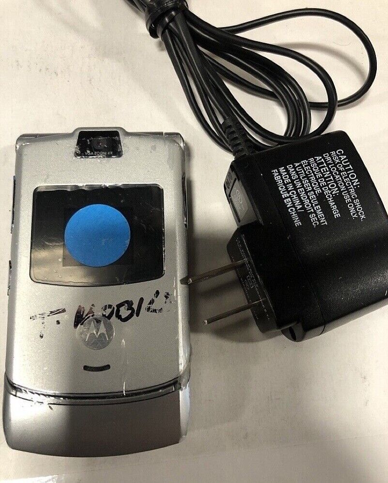 Motorola Razr V3 TMobile Wireless Mobile Compact Flip Phone SILVER Grade B Cell Phones