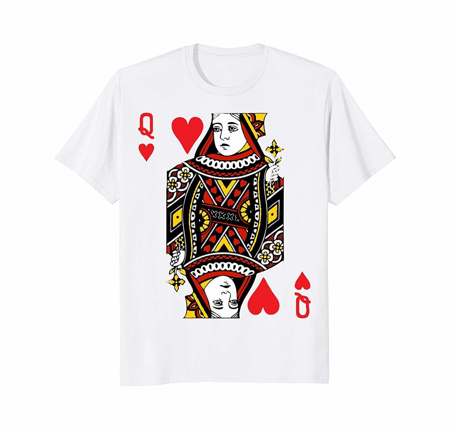 Funny Shirt - Deck Of Cards Halloween Costume TShirt Heart Queen Card Men - T-Shirts