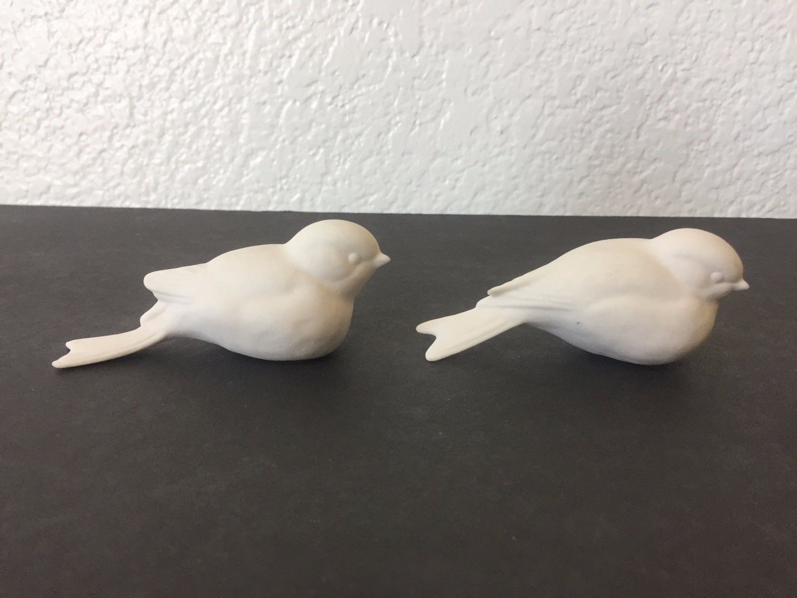 Vintage Lot 2 White Porcelain Bisque Birds Finch Blanks Figurine Ready