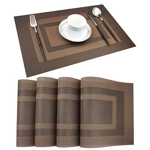 Placemats,heat Resistant Plastic Placemats Washable Cross-weave Table 