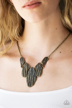 Paparazzi Jewelry Necklace Antiqued Asymmetrical Brass Plates Collar Clasp - $4.50