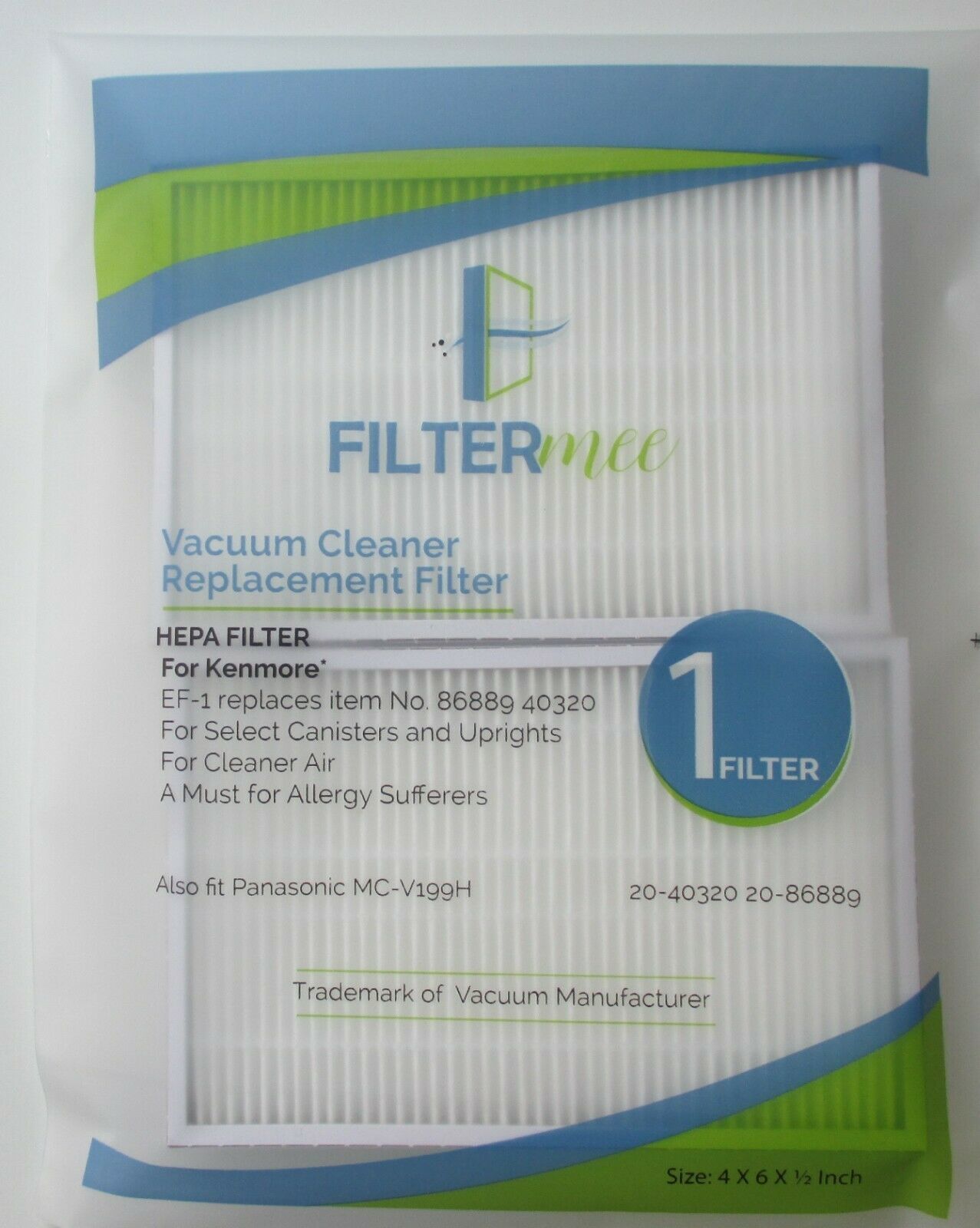 4 PANASONIC Vacuum Cleaner HEPA Filters MCV199H MCV199H 4 x 6 x 1/2