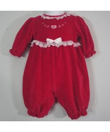 Sesame Street Red Plush White Lace Holiday Rose Long Leg One Piece Rompe... - $2.96