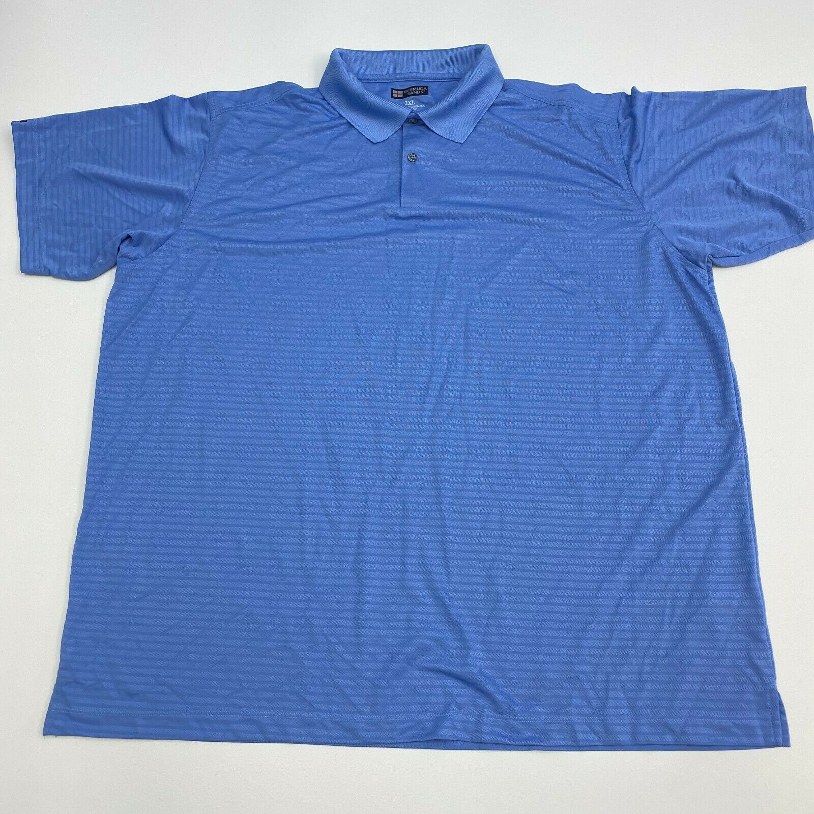 Bermuda Sands Polo Shirt Mens 2XL Blue Short Sleeve Casual Polyester ...
