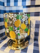 Bath & Body Works Pineapples & Plumeria Flowers 3 Wick Candle Holder Pedestal - $19.79