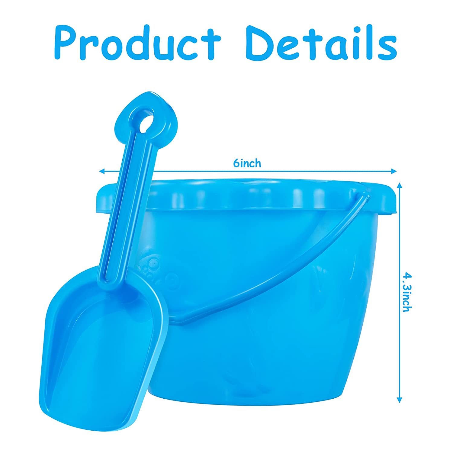 20 Packs 6 Inch Sand Buckets and Shovels Beach Pails Beach Bucket Sand