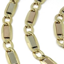 18K YELLOW WHITE ROSE GOLD CHAIN 6 MM, 20" SQUARE FLAT ALTERNATE GOURMETTE LINKS image 2