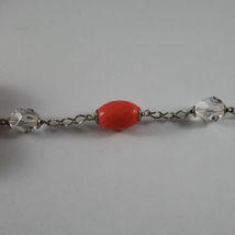 .925 RHODIUM SILVER NECKLACE WITH TRANSPARENT CRYSTALS AND CORAL BAMBOO image 4