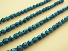 25 6 mm Czech Glass Firepolish Beads: Saturated Metallic - Nebulas Blue - $2.45